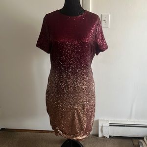 Red and Gold Sequin Dress
